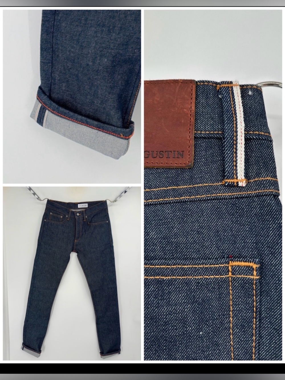 Gustin‎ Jeans Men's Size 29 Selvedge Denim California Slim Button Fly Dark Wash